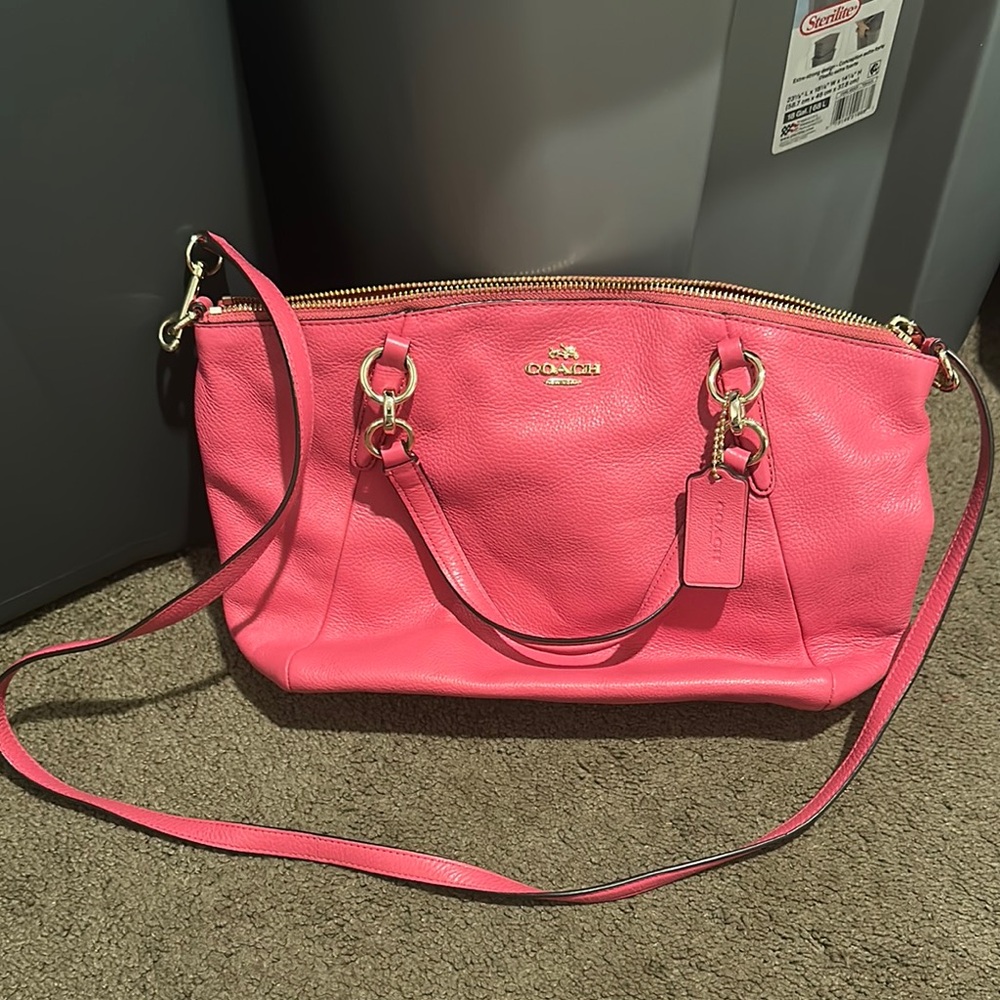 Coach Pink Crossbody Bag with Gold Hardware